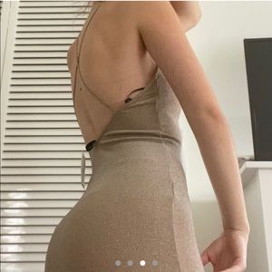 Sexy shimmery gold bodycon dress with low back